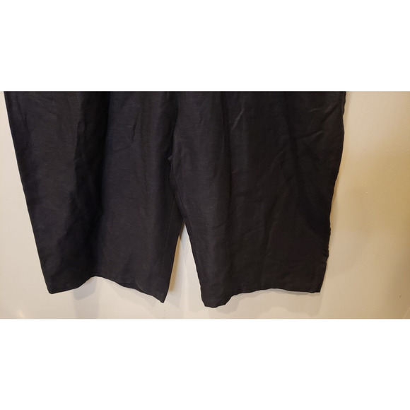 NWT Eileen Fisher Womens Linen Blend Slub Jumpsuit Black Wide Leg Cropped Large - Picture 3 of 13